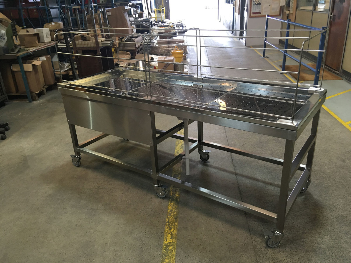 Burnley Mosque Stainless Steel Fabrication project 800mm Ghusal Table