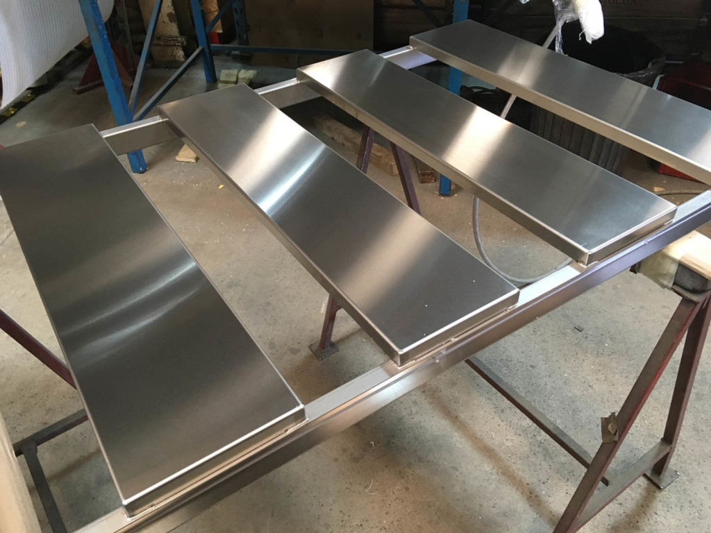 Autopsy Table Platform being made in 316 Stainless Steel by Kenyon Stainless Steel Fabrications. Bespoke Stainless Steel fabrication and manufacture.